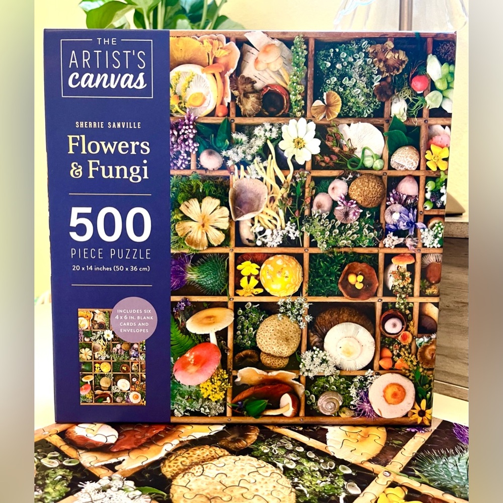 Flowers & Fungi 500 Piece Puzzle, Mushroom Jigsaw Puzzle